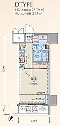 リヴシティ日本橋ネクステシア 1Kの間取図画像