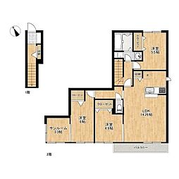JR横浜線 成瀬駅 徒歩10分の賃貸アパート 2階3LDKの間取り