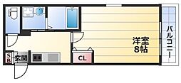パークヒルズ新大阪will 1Kの間取図画像