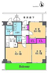 桜ヴィラ 2LDKの間取図画像