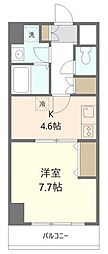 サンライズ八咲 1Kの間取図画像