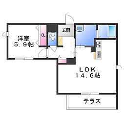 ベレオ本町 1LDKの間取図画像