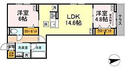 狛江市東和泉3丁目アパート 2LDKの間取図画像