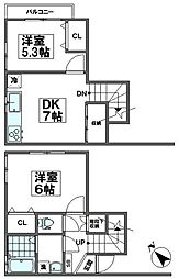 クレスト北大塚 2DKの間取図画像