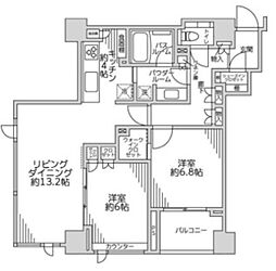 シティハウス月島ステーションコート 2LDKの間取図画像