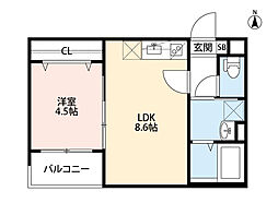 PrimoCasaTS 1LDKの間取図画像
