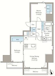 ヴィスタ西早稲田 11階2LDKの間取り