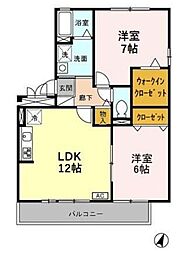 ゴールドパストラル 2LDKの間取図画像