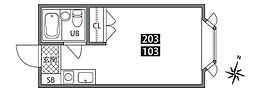 アルカディアナカノ ワンルームの間取図画像