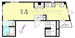 クオン旗の台 ワンルームの間取図画像