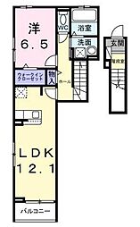 ベル・コリーヌB 1LDKの間取図画像