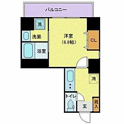東京メトロ東西線 木場駅 徒歩7分の賃貸マンション 6階1Kの間取り