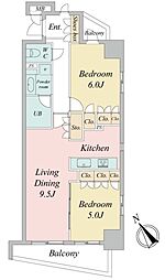 DUOSTAGE後楽園 2LDKの間取図画像