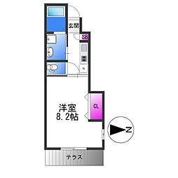 近鉄奈良線 若江岩田駅 徒歩19分の賃貸アパート 1階1Kの間取り