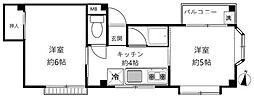 サンパティオ 2DKの間取図画像