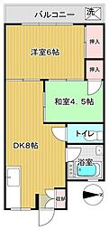 サンライズビル 2DKの間取図画像