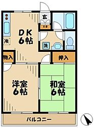 アプリコットハイムA 2DKの間取図画像
