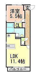 JR東海道本線 三島駅 バス24分 団地北停下車 徒歩2分の賃貸マンション 3階1LDKの間取り