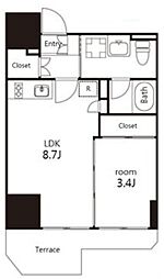 V-style入谷 1階1LDKの間取り