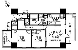 レジディア町屋 2LDKの間取図画像
