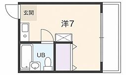 ウイング旗の台パート1 1Kの間取図画像