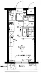 アルテシモセレーノ ワンルームの間取図画像