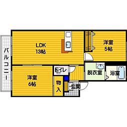 ディアス城南 2LDKの間取図画像