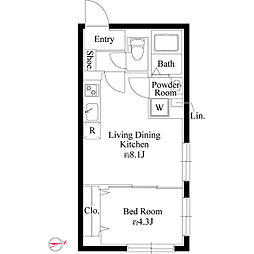 エルファーロ池尻II 1LDKの間取図画像