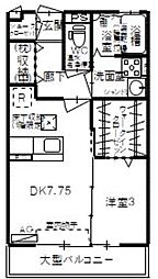 シャンボールA棟 1DKの間取図画像