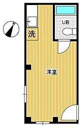 ヨルニー両角 3階ワンルームの間取り