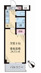 グランフェニックス 1Kの間取図画像