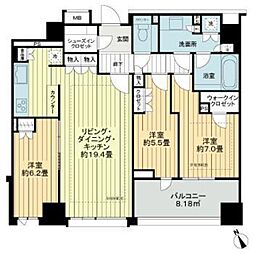 ザ・パークハウスグラン三番町 3LDKの間取図画像