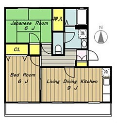 セゾン西橋本 2階2LDKの間取り