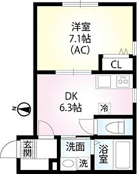 SQUARE2 1DKの間取図画像