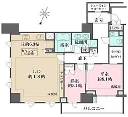 ザ・パークハウス渋谷南平台 2LDKの間取図画像