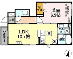 ヒラソル江田 1LDKの間取図画像
