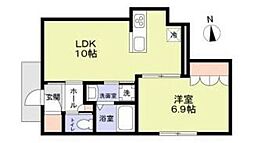 荒川区荒川4丁目アパート 1LDKの間取図画像
