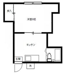 コーポ上村 1Kの間取図画像
