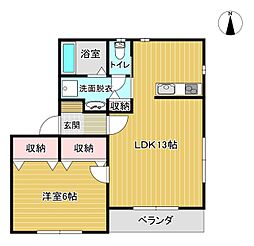 サンタモニカA 1LDKの間取図画像