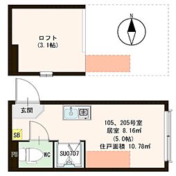 ハーモニーテラス新小岩 ワンルームの間取図画像