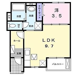 オクレット 1LDKの間取図画像