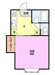 ハイツパッシフル 1Kの間取図画像