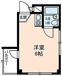サンライズ ワンルームの間取図画像