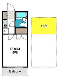 コスモ 1Kの間取図画像