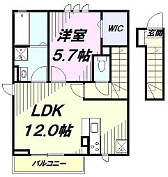 カーサ・フェリーチェ立川 1LDKの間取図画像