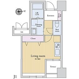 ラクレイス薬院 ワンルームの間取図画像