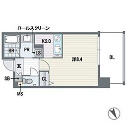 プライムスクエア 1Kの間取図画像