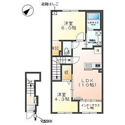メルヴェール 2LDKの間取図画像