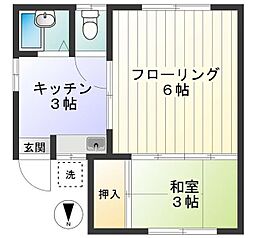 中島荘 2Kの間取図画像