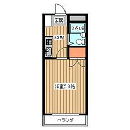 グラドゥアーレ2 1Kの間取図画像